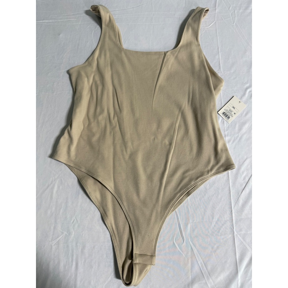 A New Day Womens Square Neck Sleeveless Bodysuit Tan XXL NWT 018 08 1282